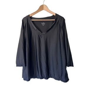 UV Skinz UPF 50+ Sunwear Stretch Raglan Rashguard V-Neck Swim Shirt Black Sz 4XL